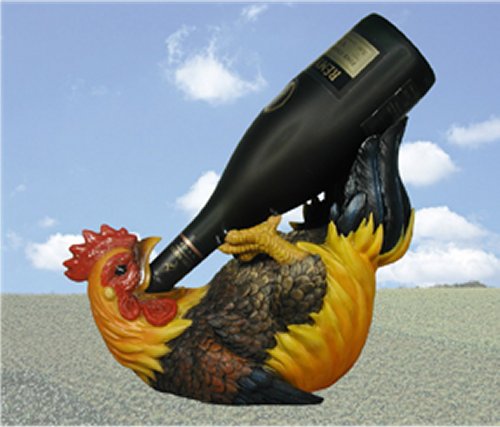 RSTD24437 Happy Feet Rooster Wine Bottle Holder